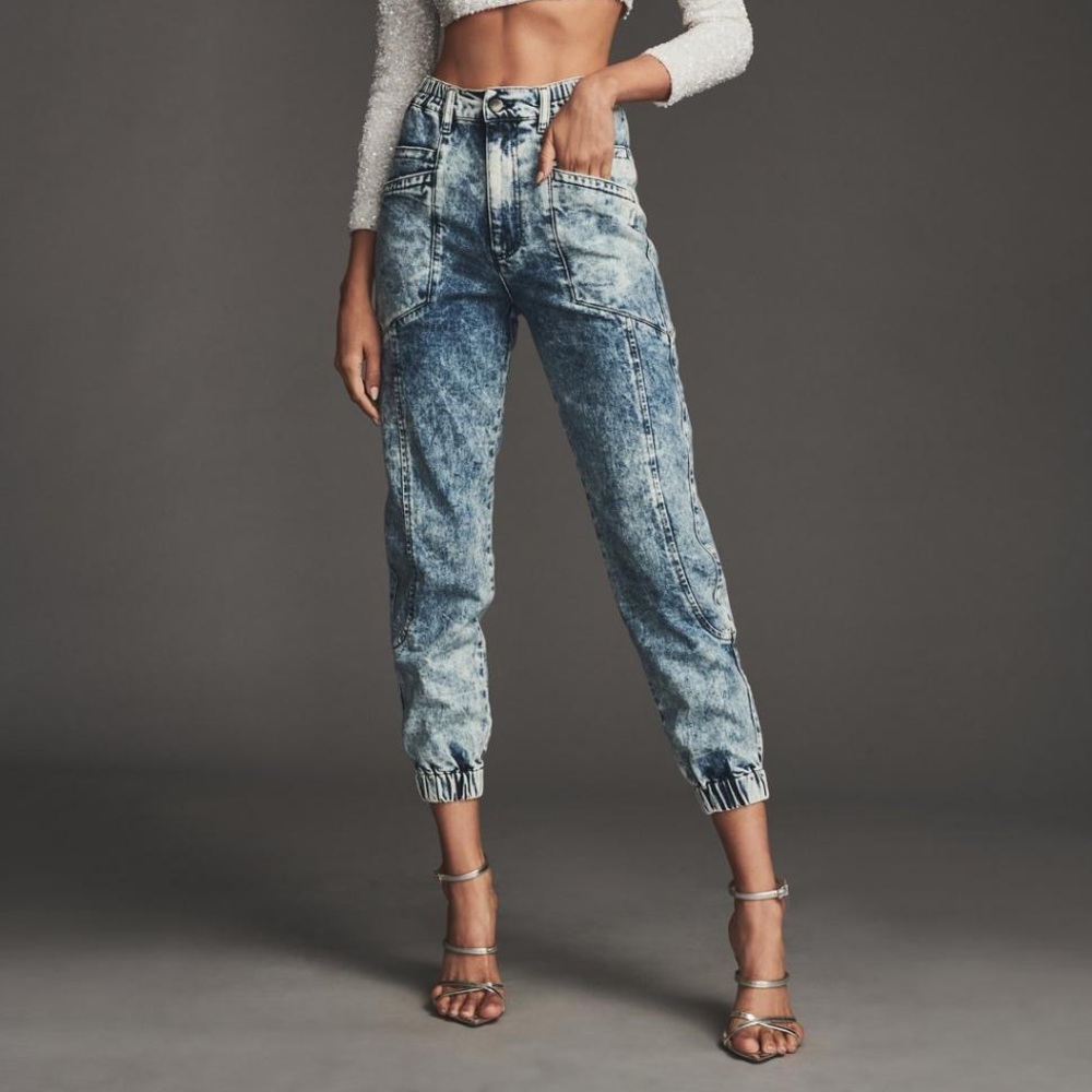 Retrofete Myla Pant in Light Blue Acid, size 29